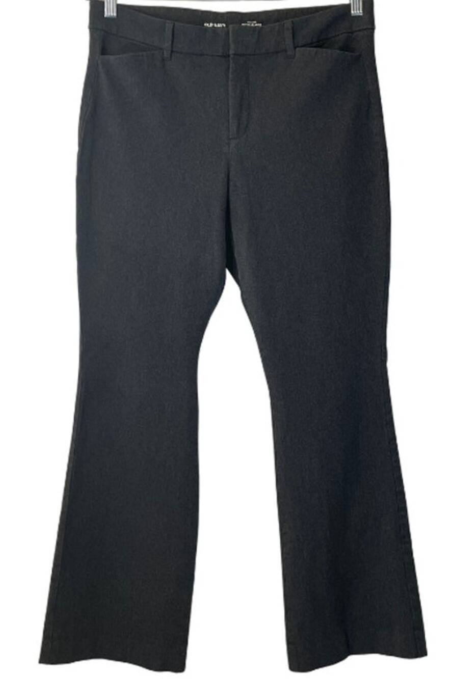 Old Navy Dark Heather Grey High Rise Pixie Flare Twill Dress Pants Size 12